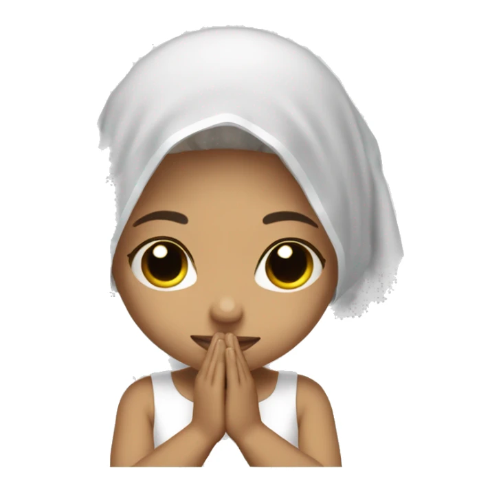 Light skin girl praying with eyes closed and lace white veil  sticker