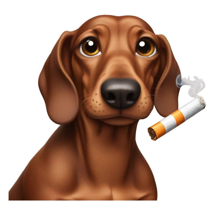 Muscular Dachshund with huge biceps smoking four cigarettes at once sticker