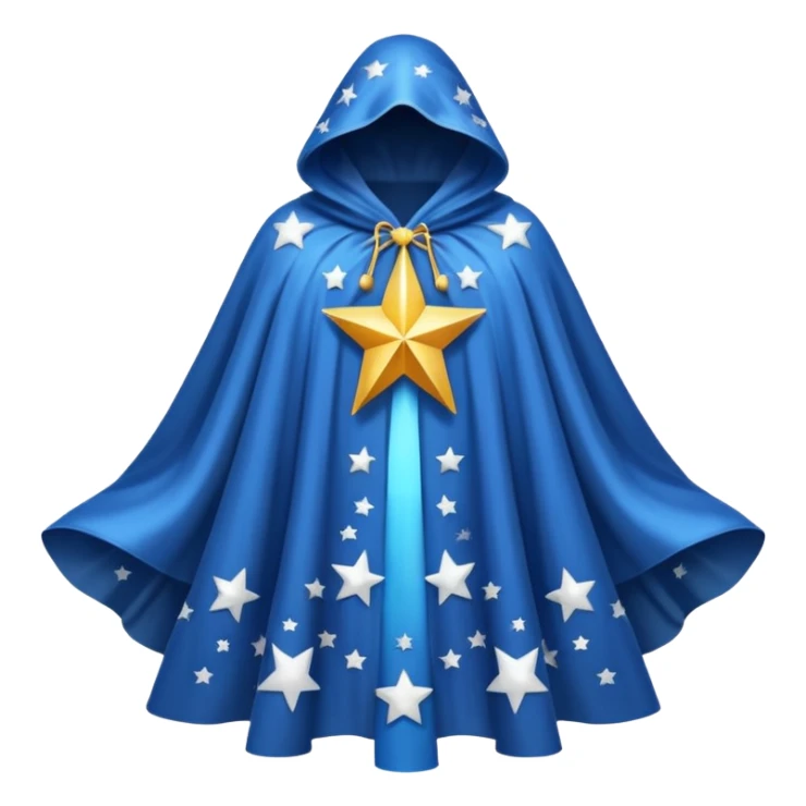 a fantasy  magic, white color with star pattern cloak sticker