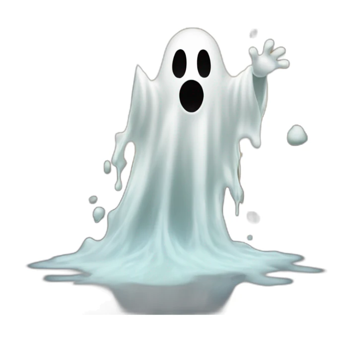 ghost appearing to emerge through a wall ejecting a spray of white milky substance forward from stomach area sticker