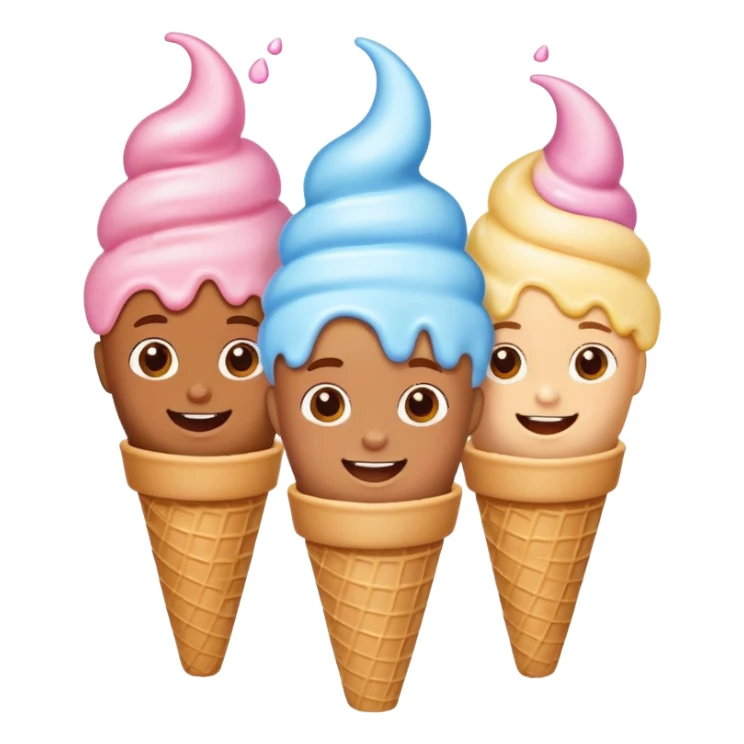 happy children with melting ice cream cones sticker