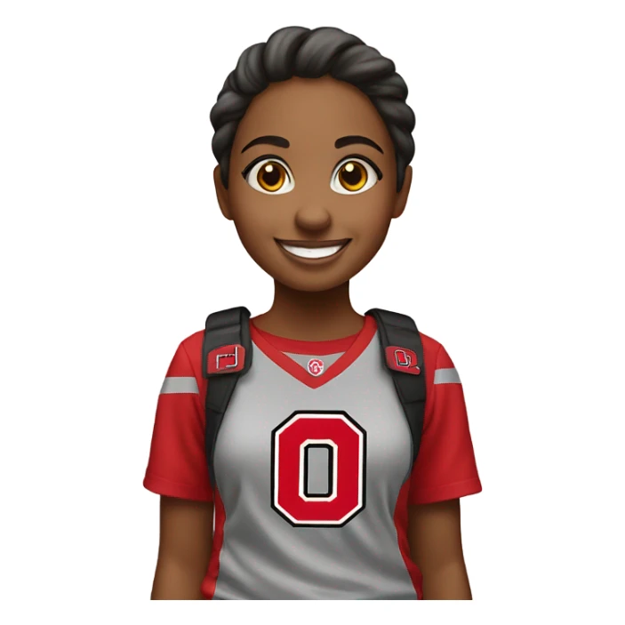 playful girl in Ohio state clothing enjoying their time sticker