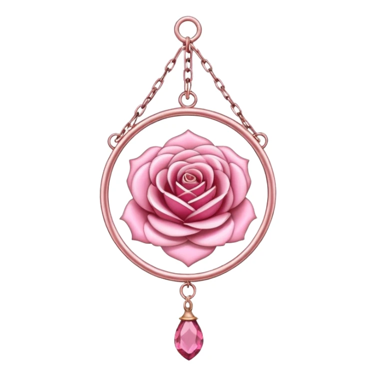 Rose-pink-metal-chained romantic delicate fine pretty suncatcher  sticker