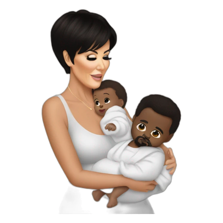 kris jenner holding baby kanye west sticker