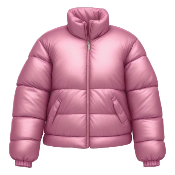 Realistic isolated side view of an open metallic pink cropped puffer jacket. sticker