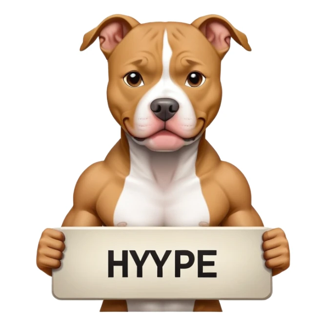 Pit bull holding a sign that says HYPE sticker