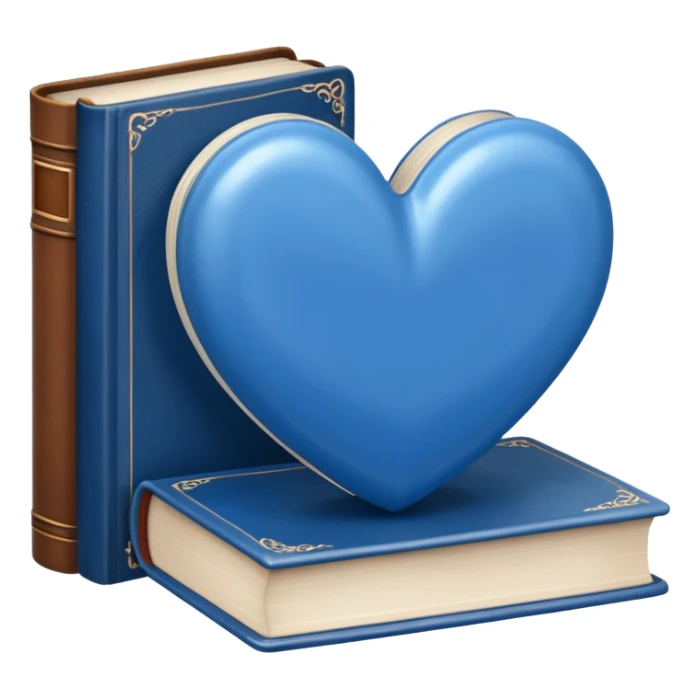  Blue and white heart + books sticker