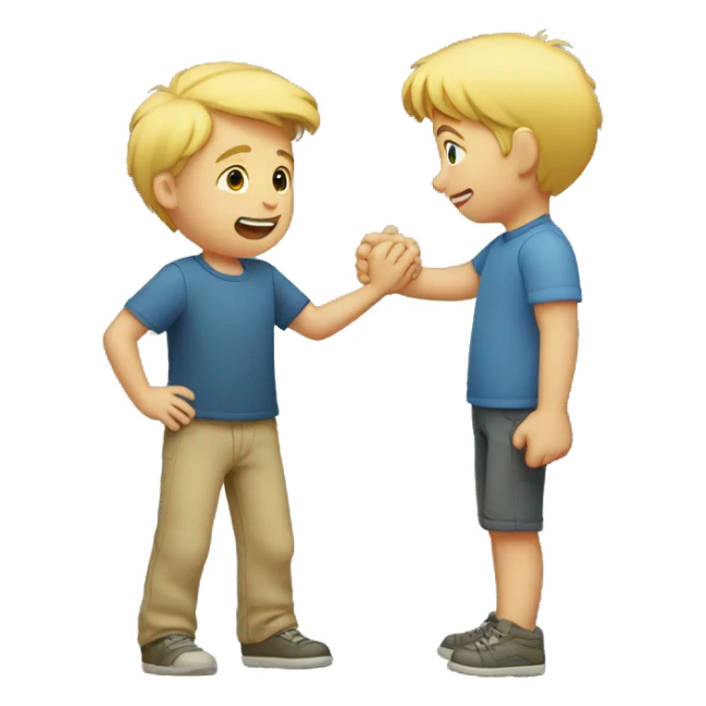 blond boy rejecting a hug from his father sticker