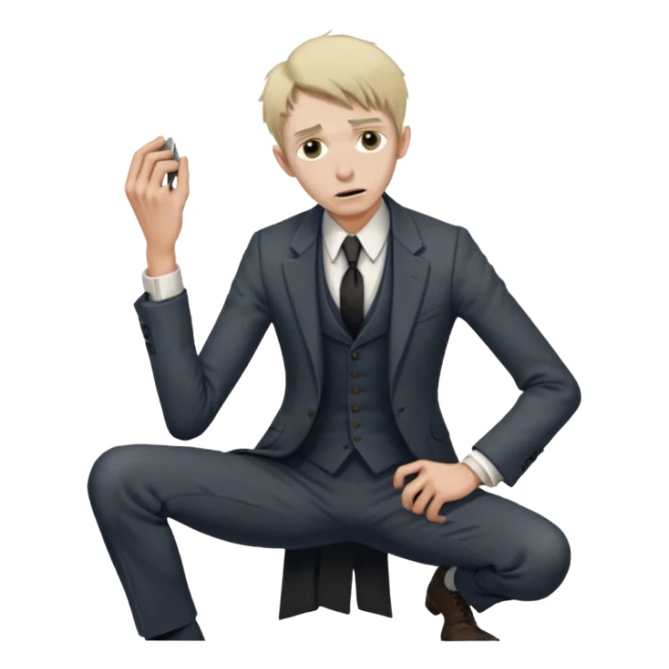 Poor Victorian laborer cowering in front of an English solicitor sticker