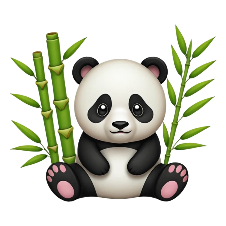 Çok tatlı elinde bambu olan ve arkasında bambu ağaçları olan panda ama elinde ısıracakken bambu tutsun sticker