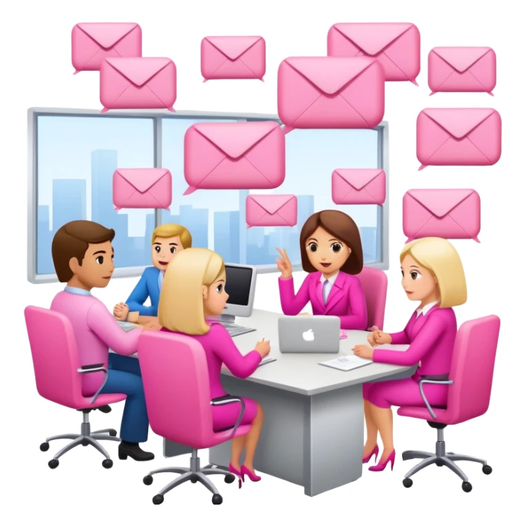 people in pink SPAM office setting having a SPAMGAGE meeting landscape  sticker