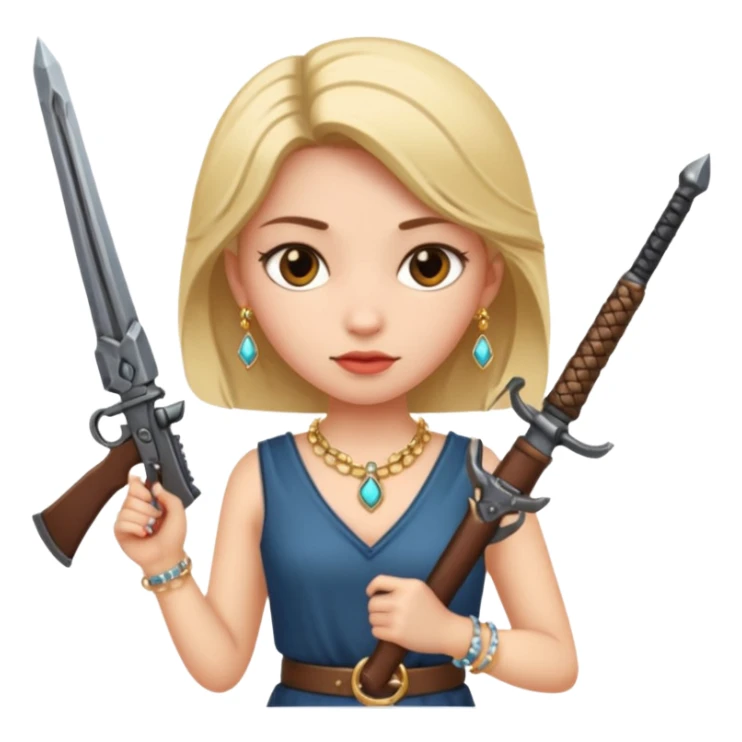 girl with jewelry and weapon sticker