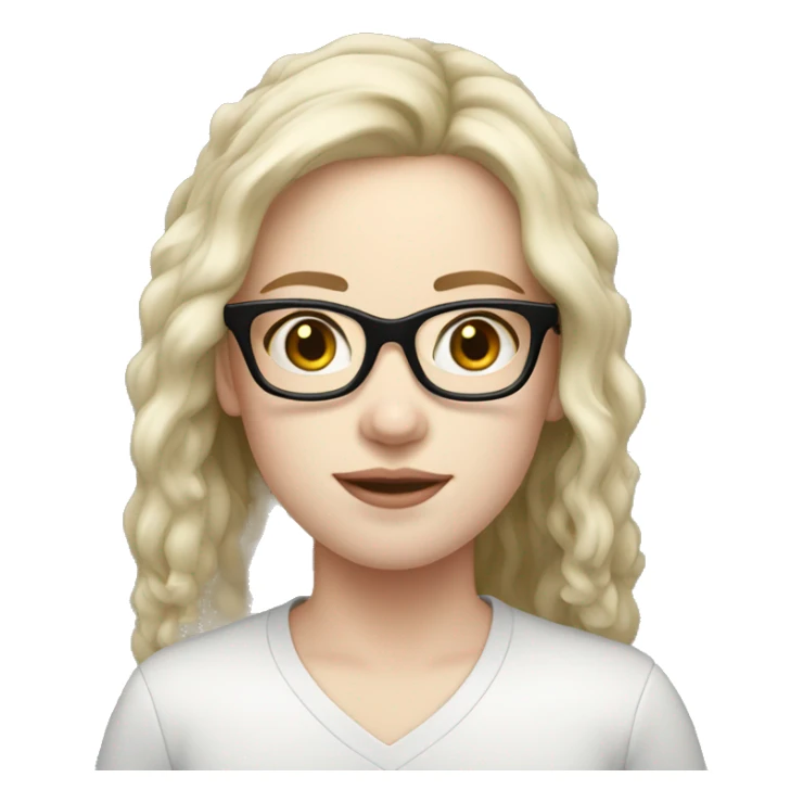 Pale skin, mid hair, girl, thick black frame glasses sticker