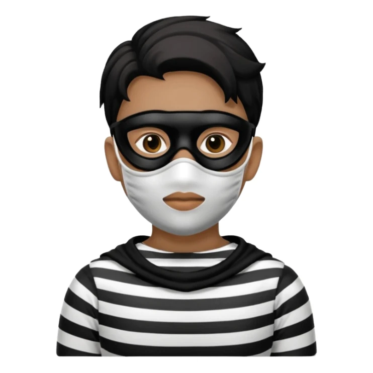 burglar with mask and black white stripe clothes sticker
