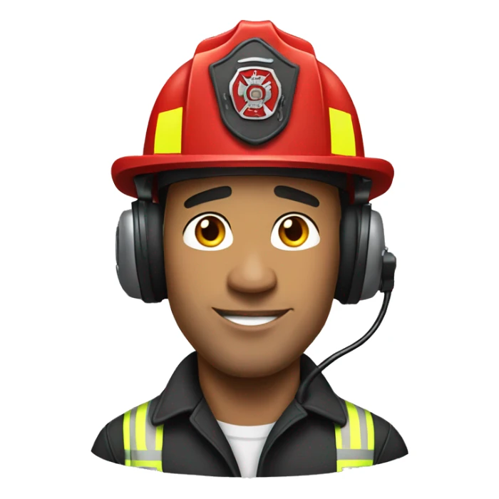 the rock as fireman with headset on his head sticker