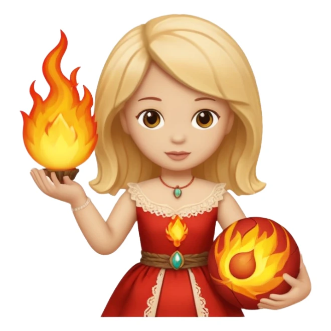 Boneca segurando uma Bola que está em chamas sticker