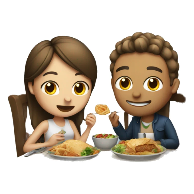 Boyfriend and girlfriend eating dinner sticker