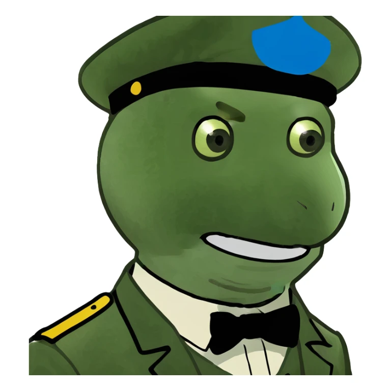 Rick Astley with straight face but with front teeth out and the picture is from the era of the 1900s or 1910s and he kinda has either Civil War or WW1 flashbacks sticker