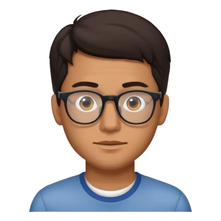 chico joven cabello marron oscuro con lentes estilo ios 18 sticker