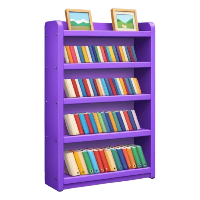 Japanese displayed on a purple storage shelf, arranged with horizontal variation and vertical consistency. sticker