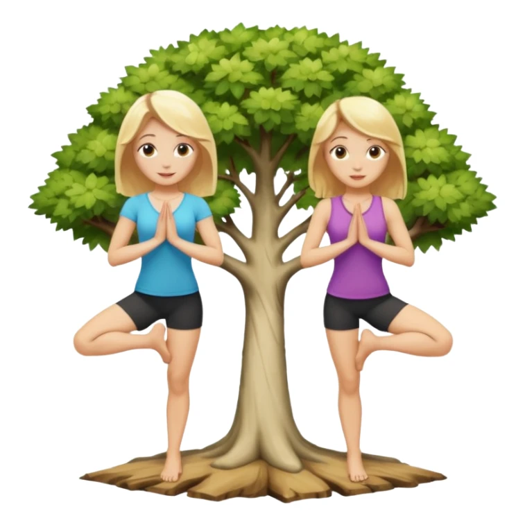 Two women doing yoga in tree pose  both blonde  sticker
