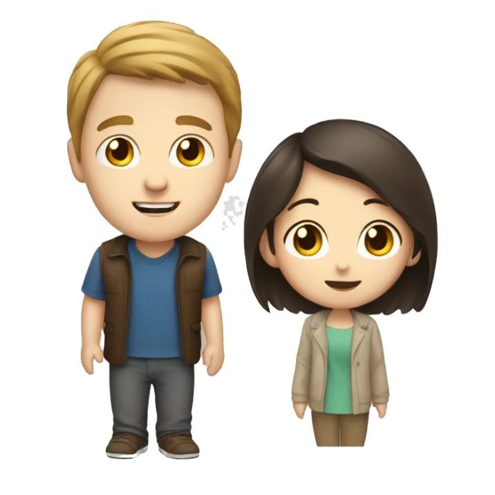 White guy brown haired with asian girl sticker