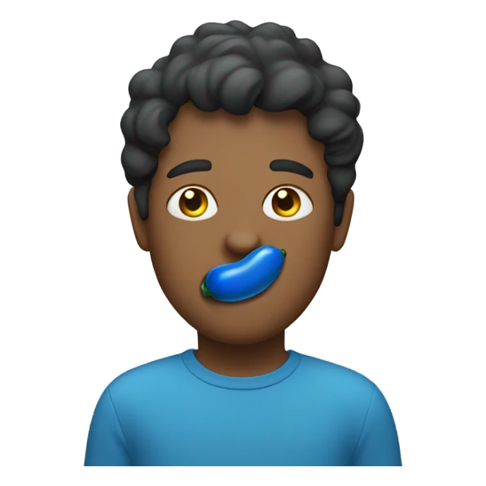 person with a blue pickle in their mouth sticker