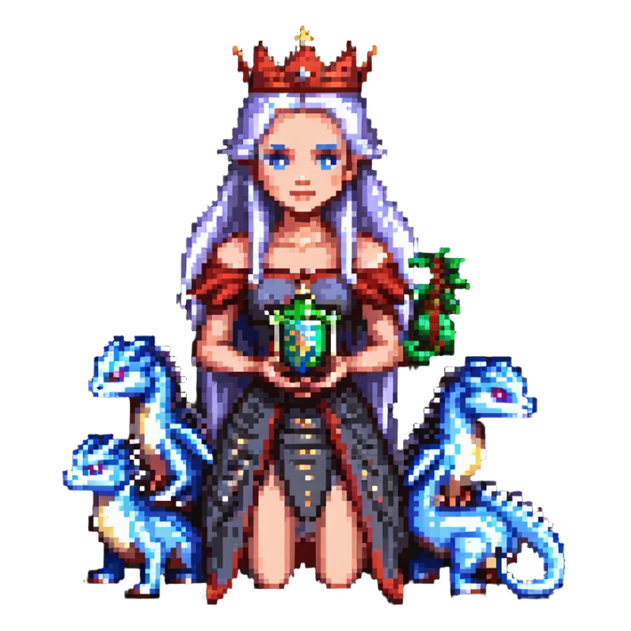 mother of dragons, fantasy queen with small dragons sticker