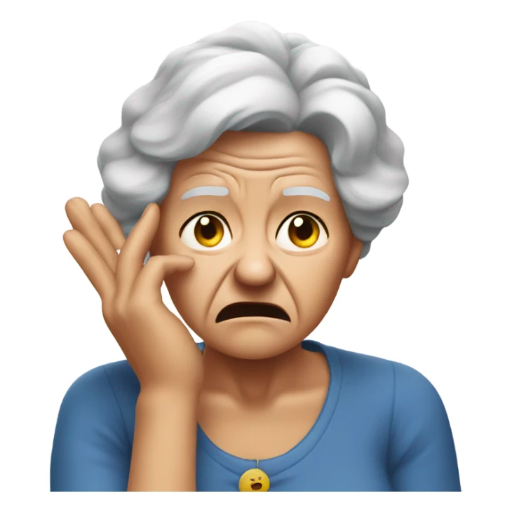 angry grandma cover her ear with her hand sticker