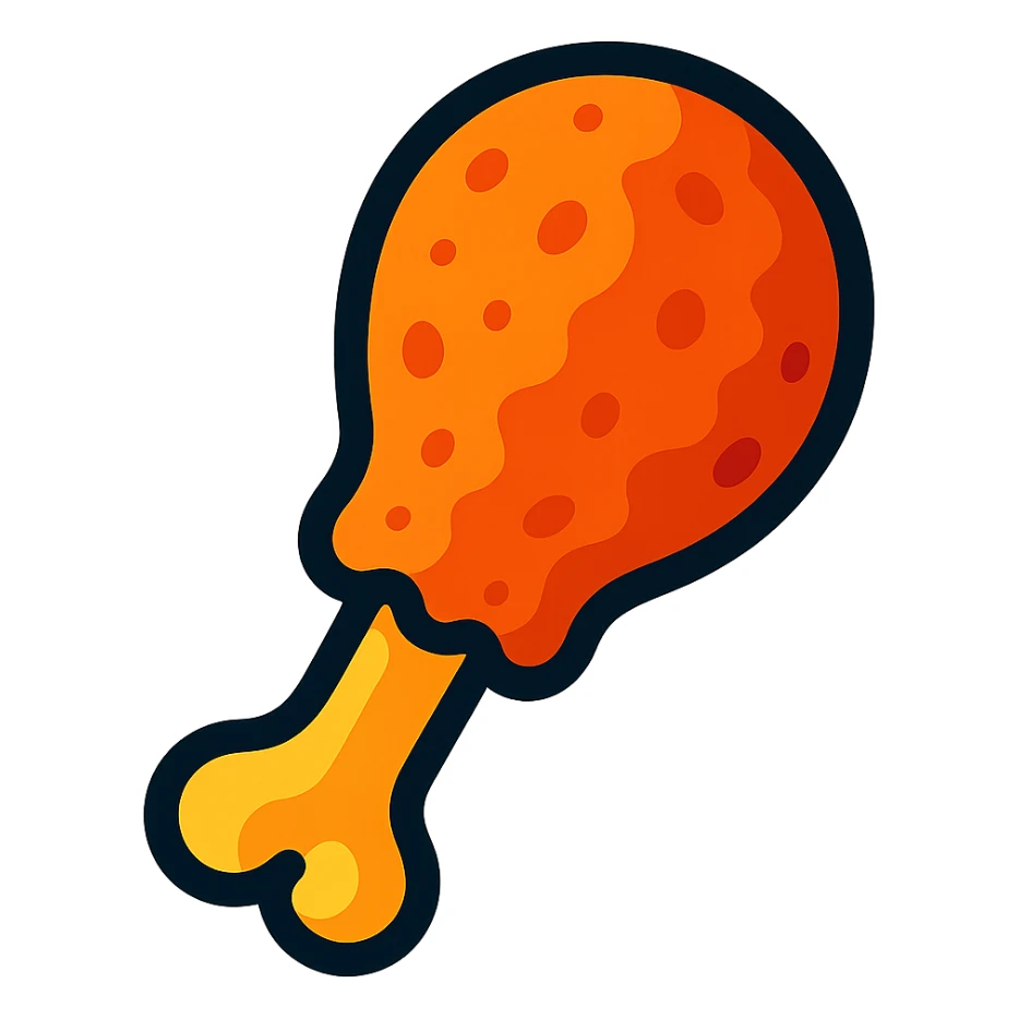 vibrant toon style fried chicken drumstick sticker