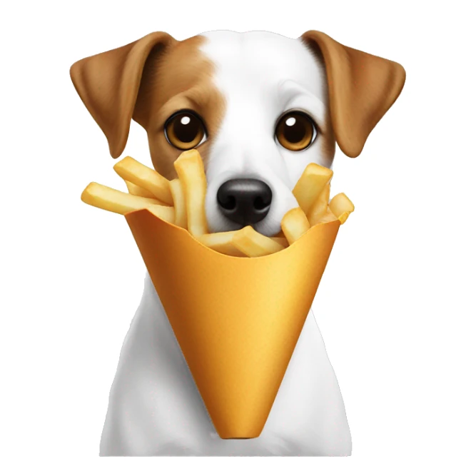 All White Jack Russell Terrier eating fries sticker