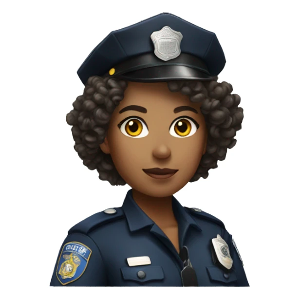 Female police officer curly hair sticker