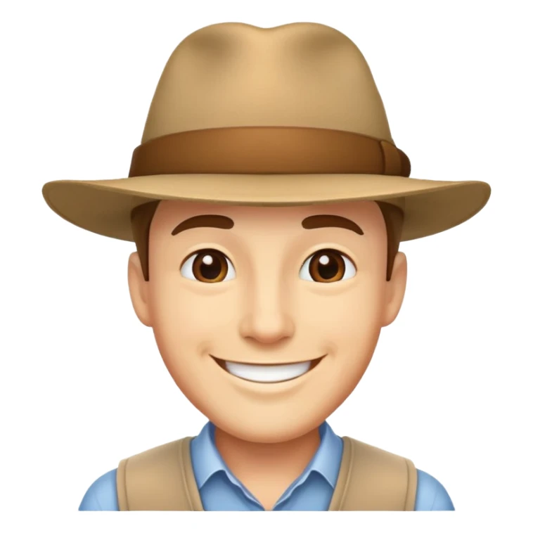 male film producer with hat sticker