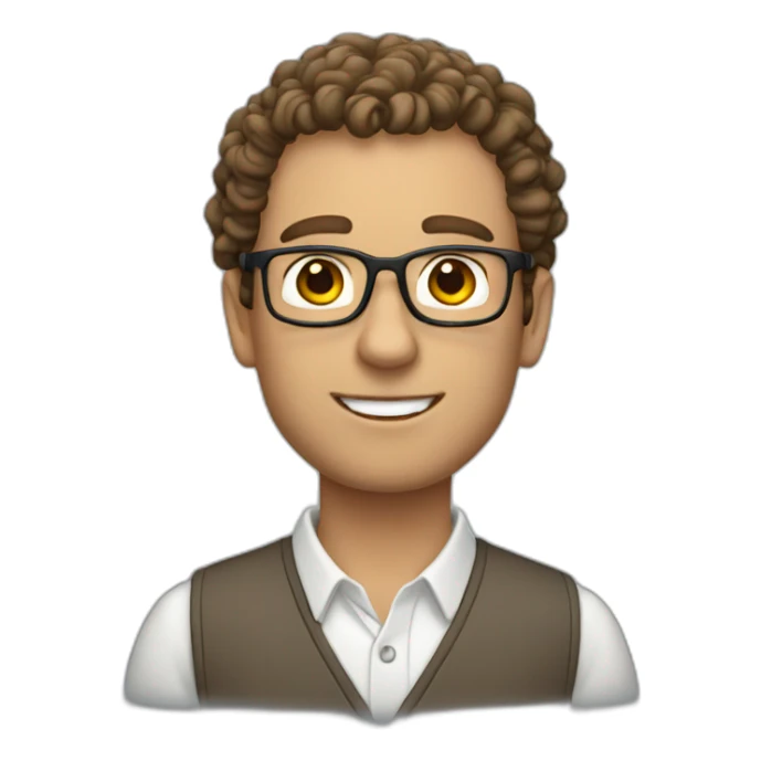 White Male Teacher with curly brown hair sticker