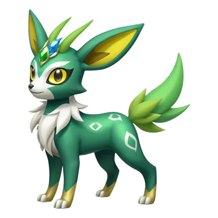 Shiny 4-legged Electrike-Virizion-Zygarde-Leafeon-Skiddo-Sprigatito-fusion, full body sticker