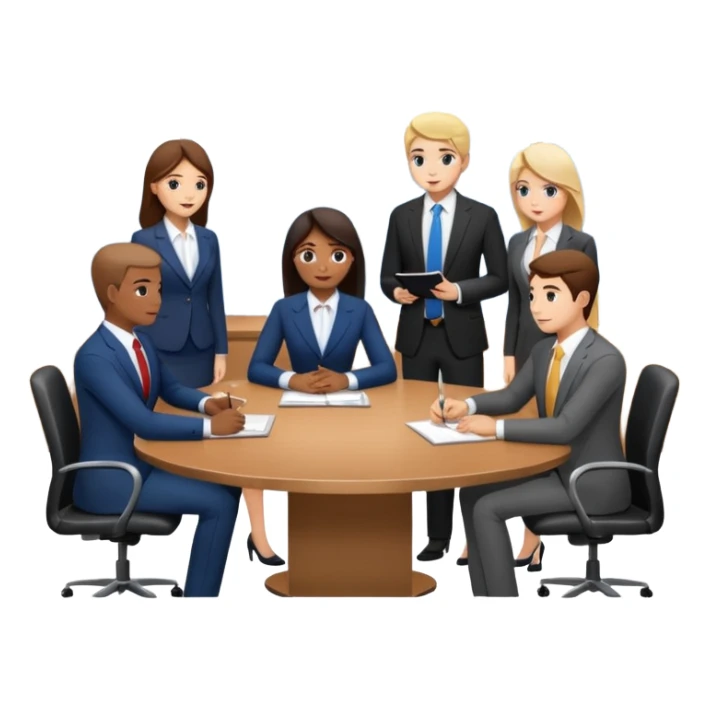 a group of coworkers in meeting room sticker