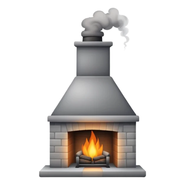 a cosy fireplace with a chimney and smoke rising from the chimney sticker