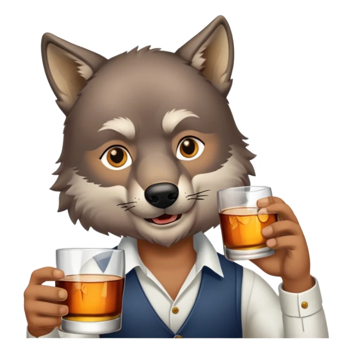 daddy wolf drinking a glass of whiskey sticker