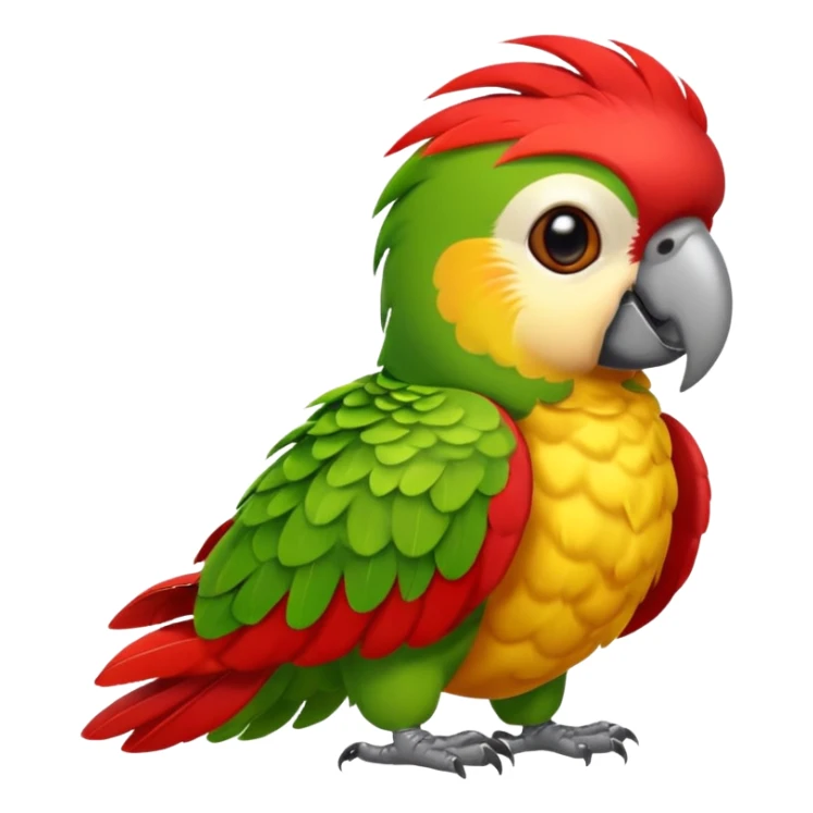 animated parrot, bright colors, friendly, apple style emoji sticker