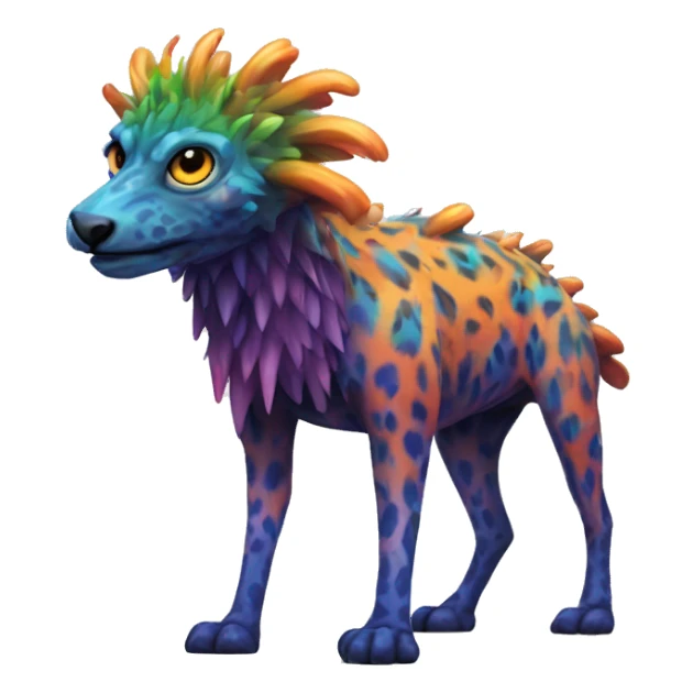 a colorful edgy vernid-fionbri-animal-creature with splash patterns full body sticker