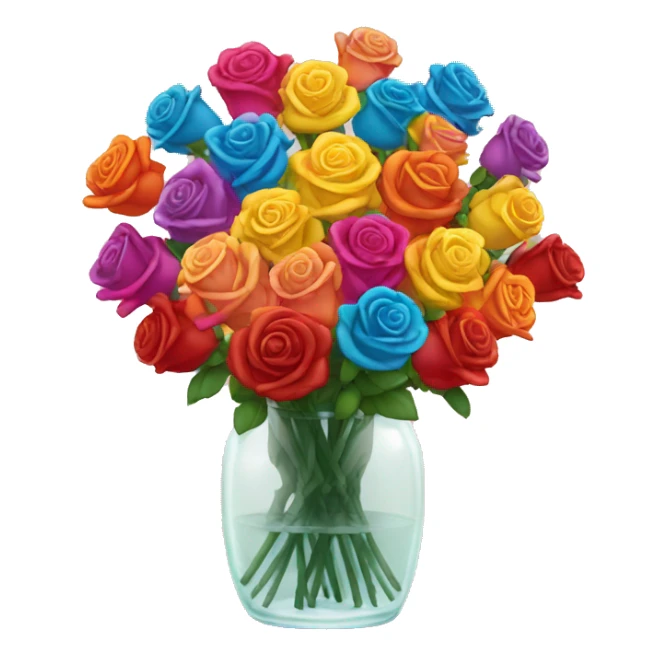 1000 colorful roses in a clear vase sticker