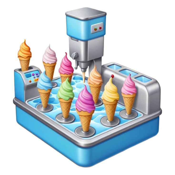 Ice cream factory with machines and production lines sticker