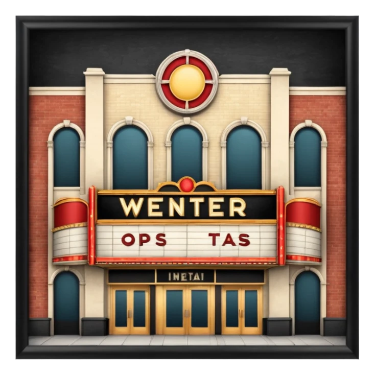 An old vintage movie theater exterior sticker