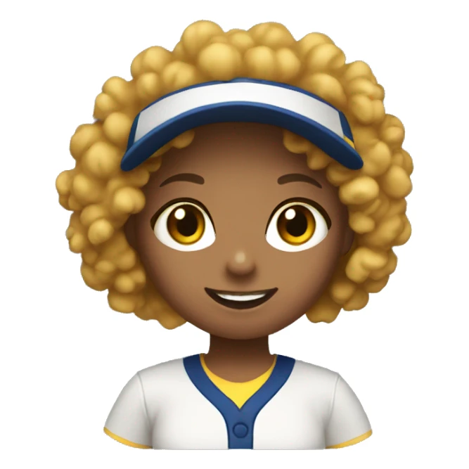 Curly haired girl wearing her softball uniform  sticker