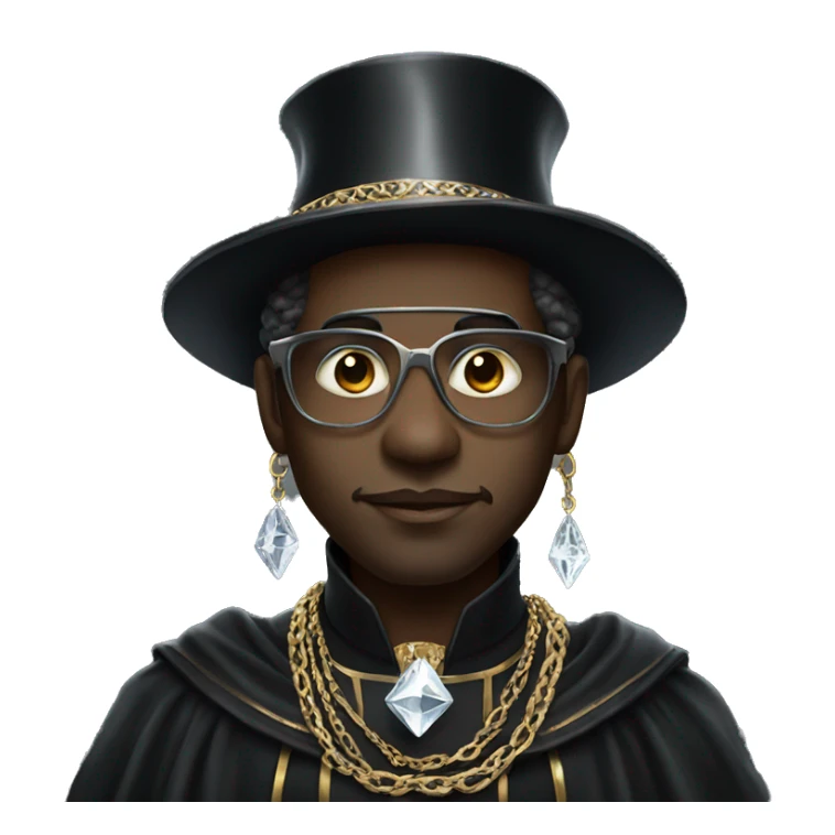 rich black magician, wearing diamond chains sticker