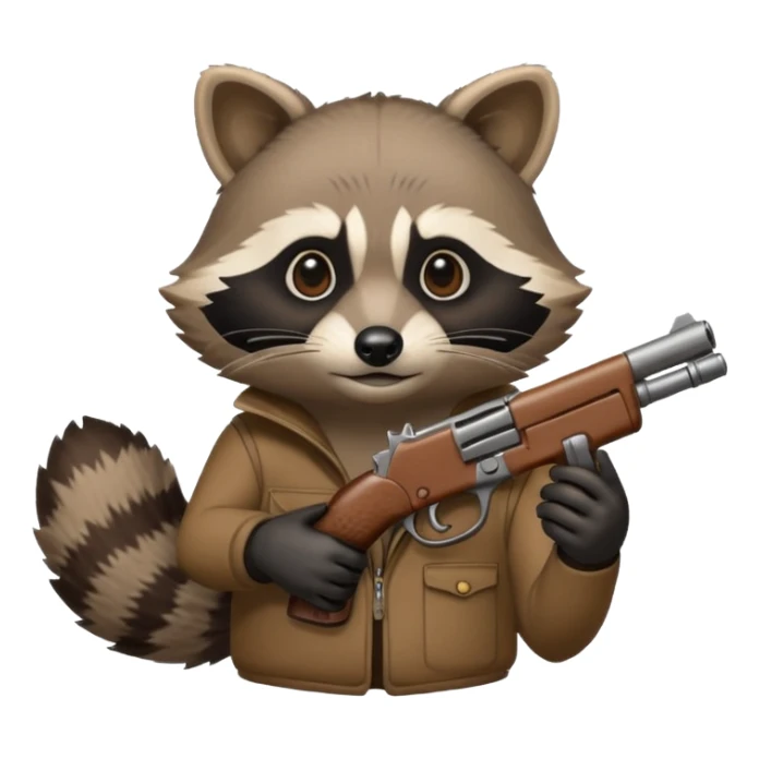 A raccoon pointing a gun at its head sticker