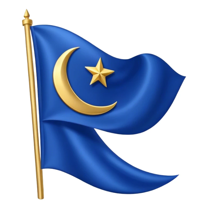 a blue flag with the crescent moon and star like the turkiye flag sticker