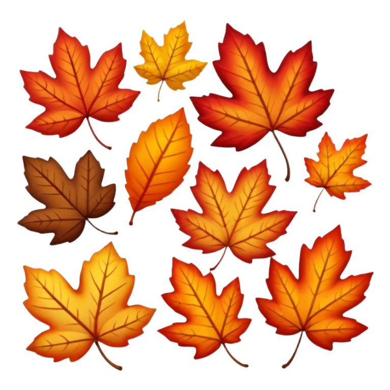3 Red-orange-yellow-brown-gradients autumn leaves sticker