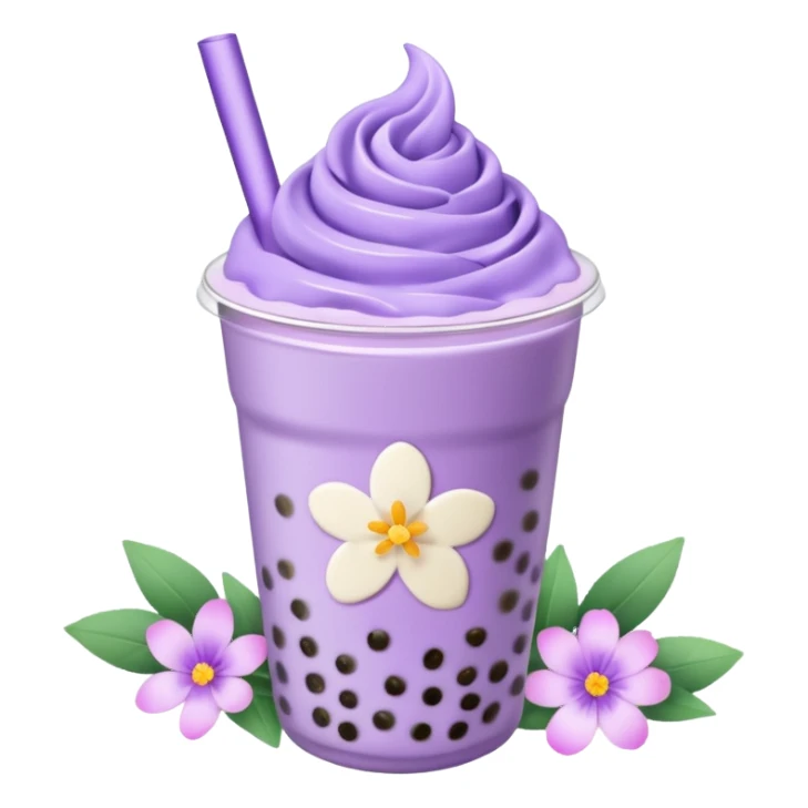 lavender milk tea boba with flower petals sprinkled on top  sticker