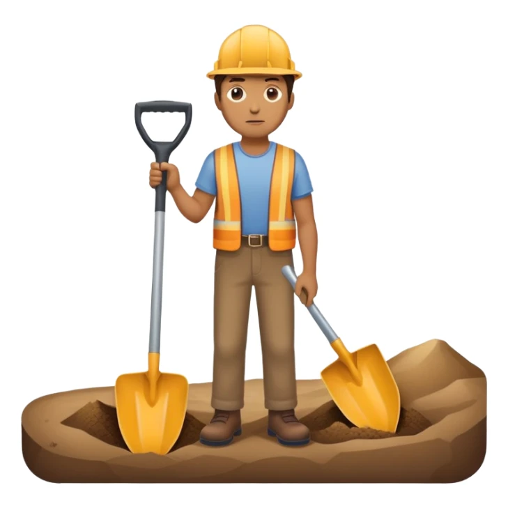 guy staring at road with a shovel in hand sticker